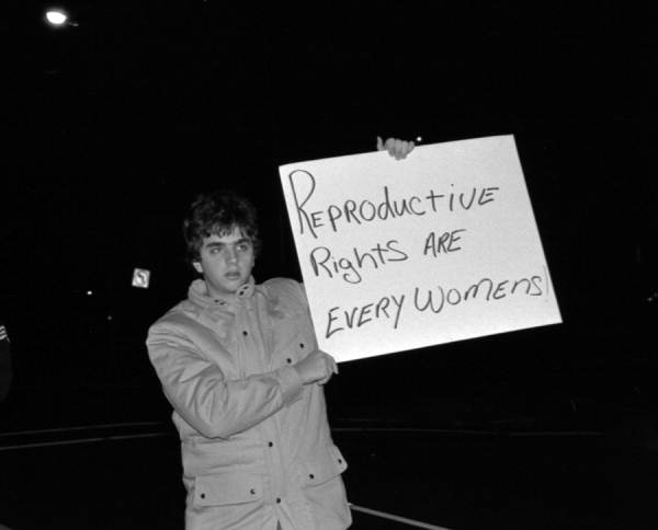 Protester during visit of Jerry Falwell, leader of the Moral Majority - Tallahassee, Florida.