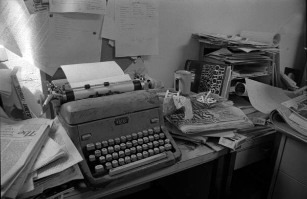 Typewriter on cluttered deck - Tallahassee, Florida.