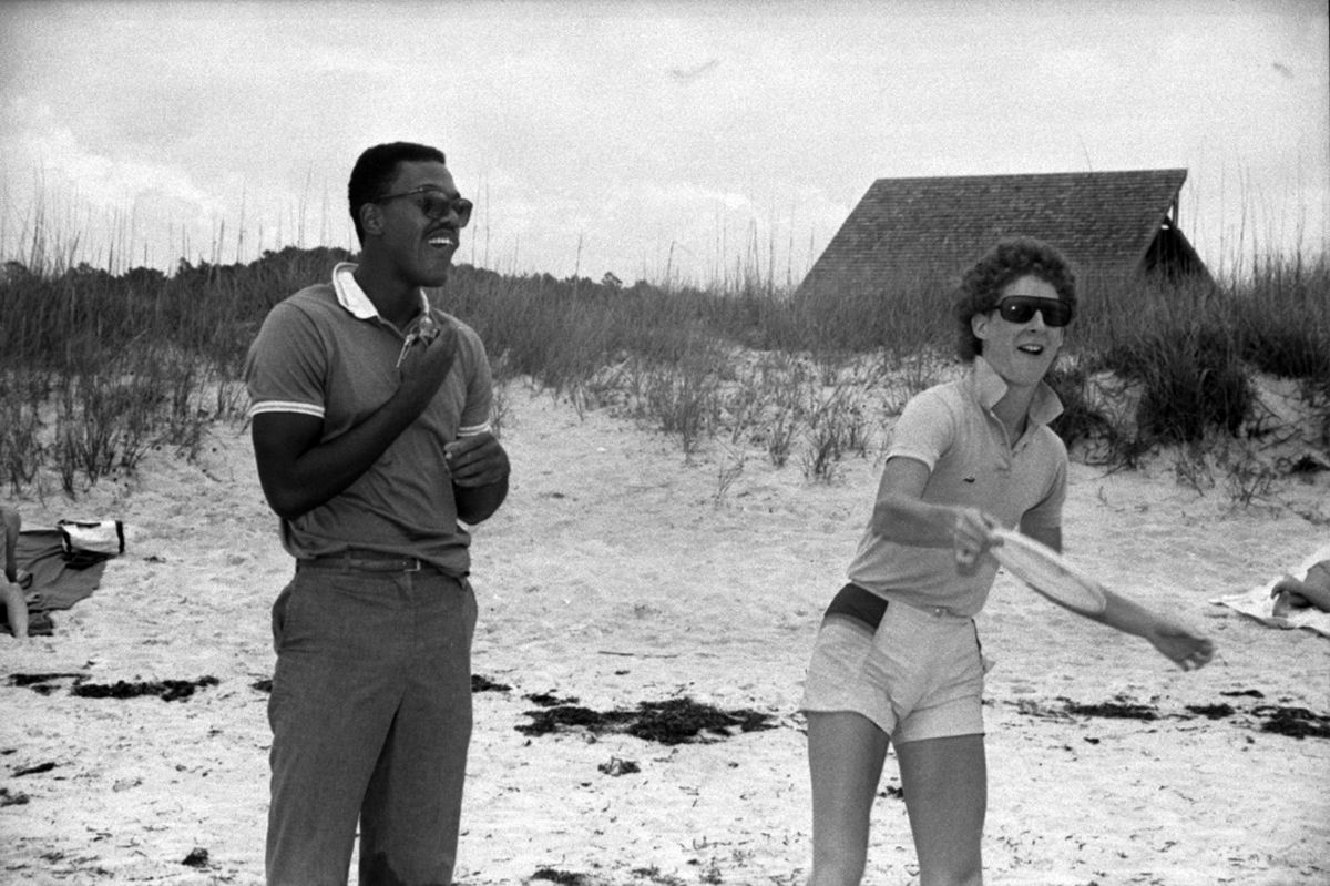 Fashion models on the beach.