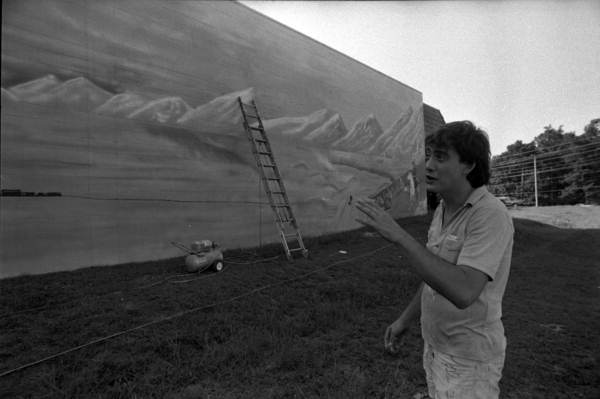 Gabe the artist with Gabes Mural - Tallahassee, Florida.