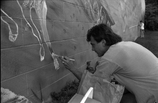 Gabriel Russo Jr. paints a mural - Tallahassee, Florida.