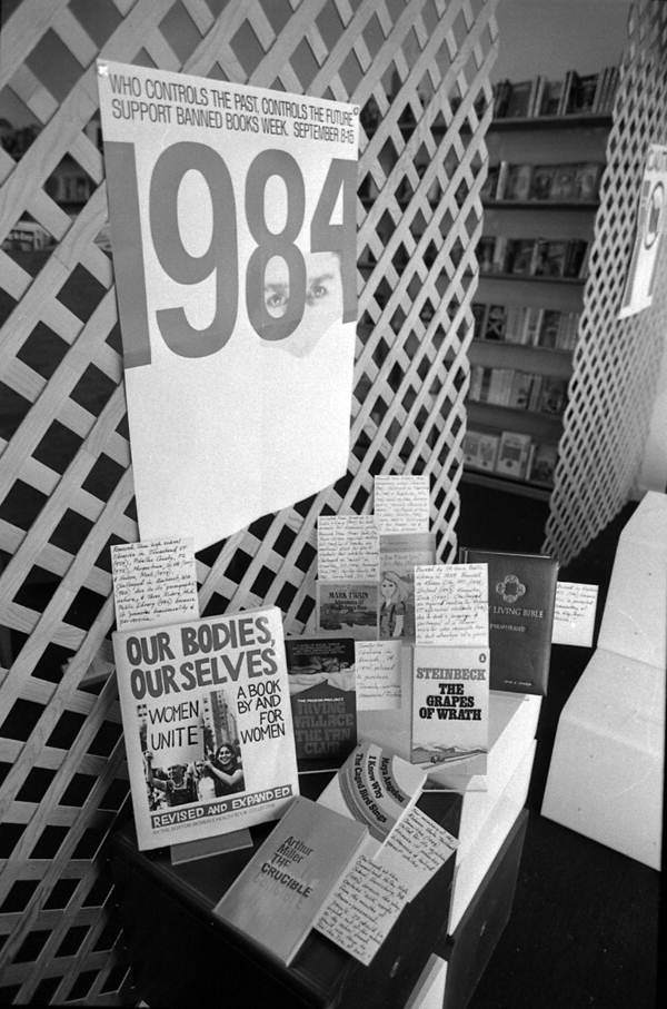 Display at Rubyfruit Bookstore during Banned Books Week - Tallahassee, Florida.