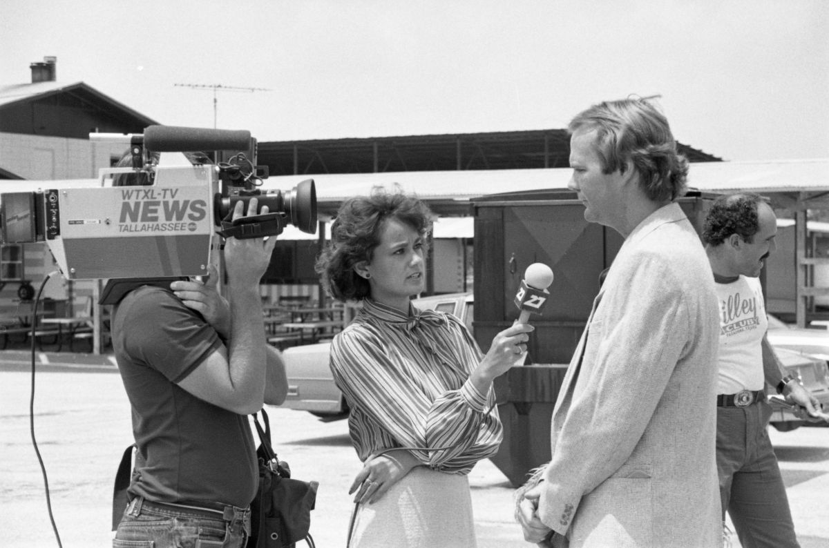 Reporter and cameraman on a interview - Tallahassee, Florida.