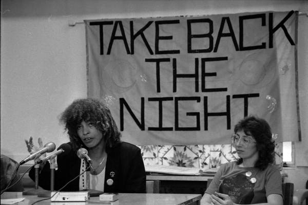 Political activist Angela Davis at a press conference during the Take Back the Night event - Tallahassee, Florida.