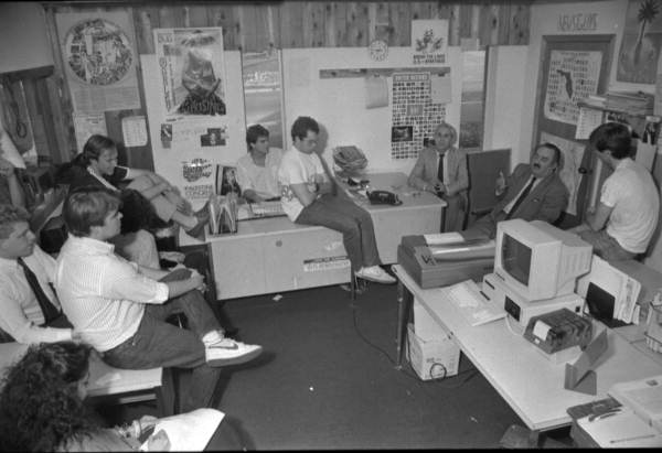 Russian journalists visit the office of the Florida Flambeau - Tallahassee, Florida.