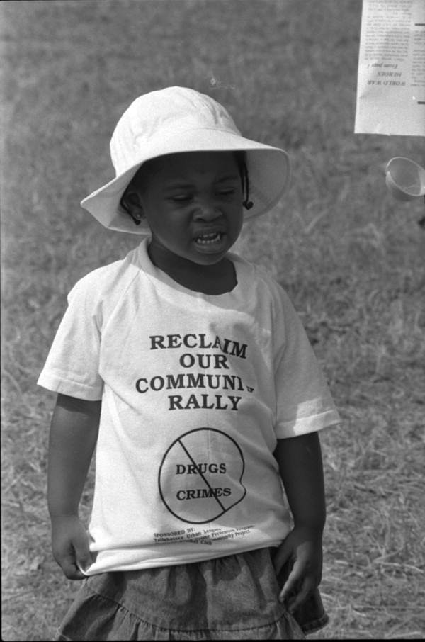Child wearing a "Reclaim our community" t-shirt - Tallahassee, Florida.