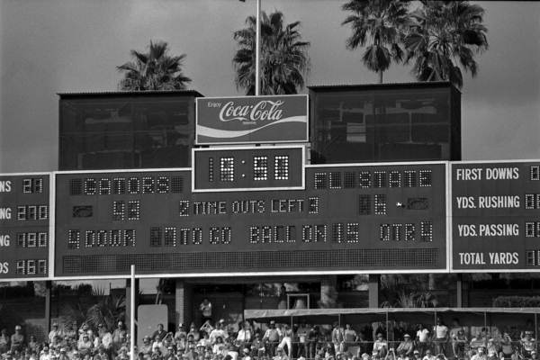 Scoreboard at the FSU vs University of Florida game - Tallahassee, Florida.