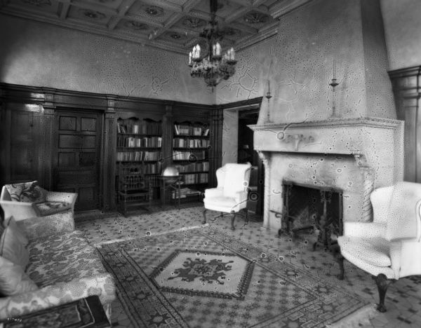 Interior view showing living room at the home of Carl G. Fisher on North Bay Rd. in Miami Beach.