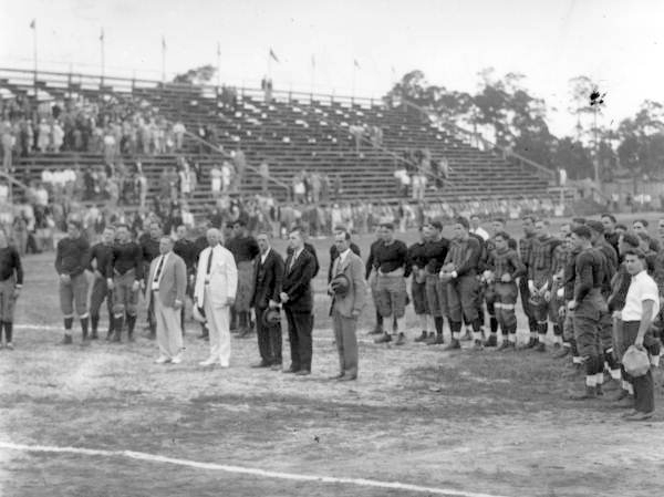 Singing of the national anthem at a University of Miami football game.