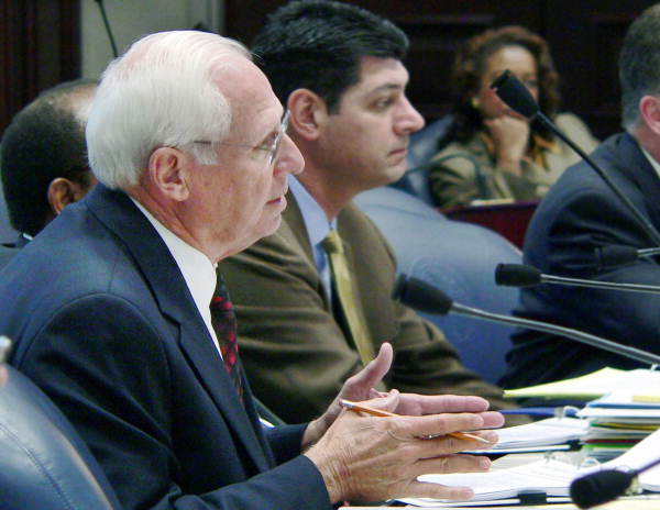 Florida State Representative Ralph Poppell, R-Titusville, commenting in committee - Tallahassee, Florida.