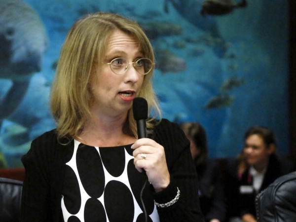 Representative Kelly Skidmore, D-Boca Raton, offering debate of a measure considered on the House floor in Tallahassee, Florida.
