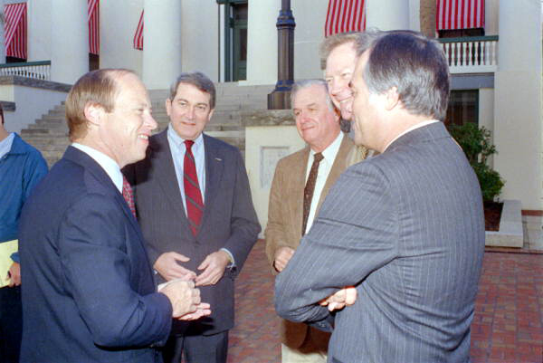 Democratic cabinet members offer their support to the Treasurer-Insurance Commission candidate Ken Jenne left. - Tallahassee, Florida