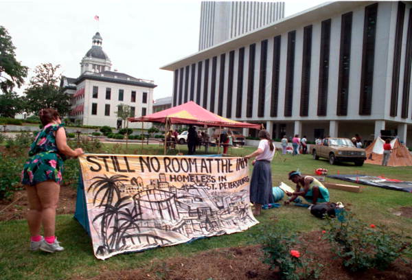 Victoria Ivory and friends put up a tent city - Tallahassee, Florida.