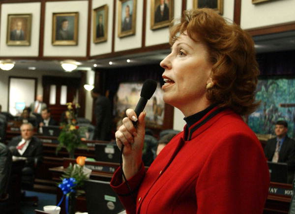 Rep. Donna Clarke, R-Sarasota, answers questions from colleagues on the House floor during the 2002 Legislature..