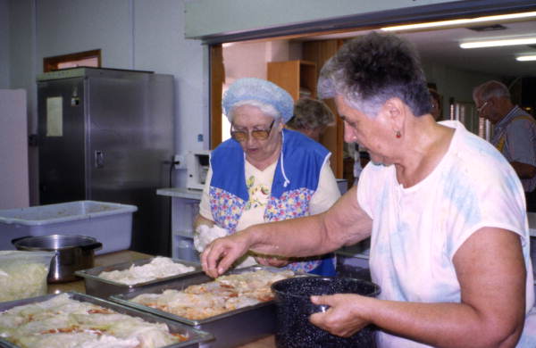 Women at a Masaryktown church preparing Czech and Slovak food for an upcoming festival.