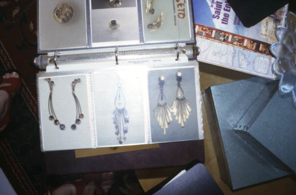 Photographs showing earrings made by Armenian jeweler Setrag Kalandjian in Coral Springs, Florida.