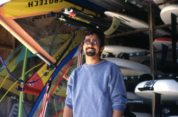 Portrait of Bob Uhlar, windsurfing instructor, at Anastasia State Park in St. Augustine, Florida.