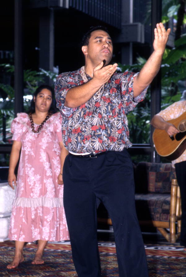 View of hula instructor Kawehi Punahele at the Disney Polynesian Resort in Orlando, Florida.