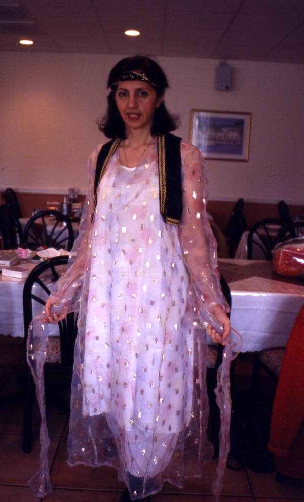 Unidentified woman wearing traditional Iranian dance costume in Clearwater, Florida.