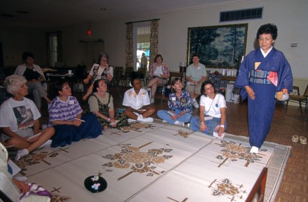 Kazuko Law performing Japanese tea ceremony at the 1998 Florida Folk Festival in White Springs.