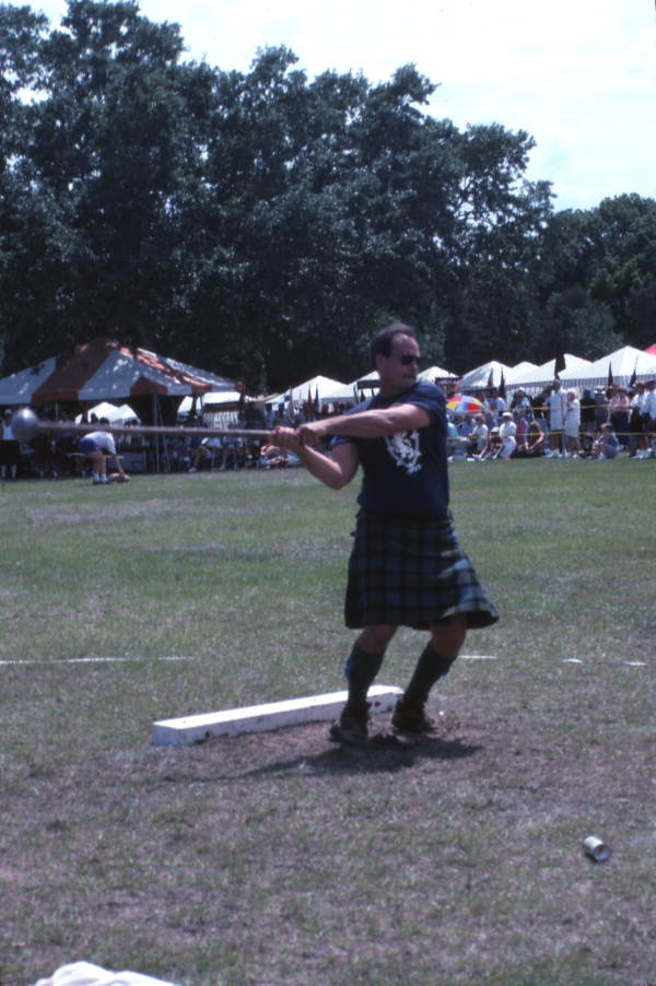 Competition participant throwing the hammer during the Highland Games in Dunedin, Florida.
