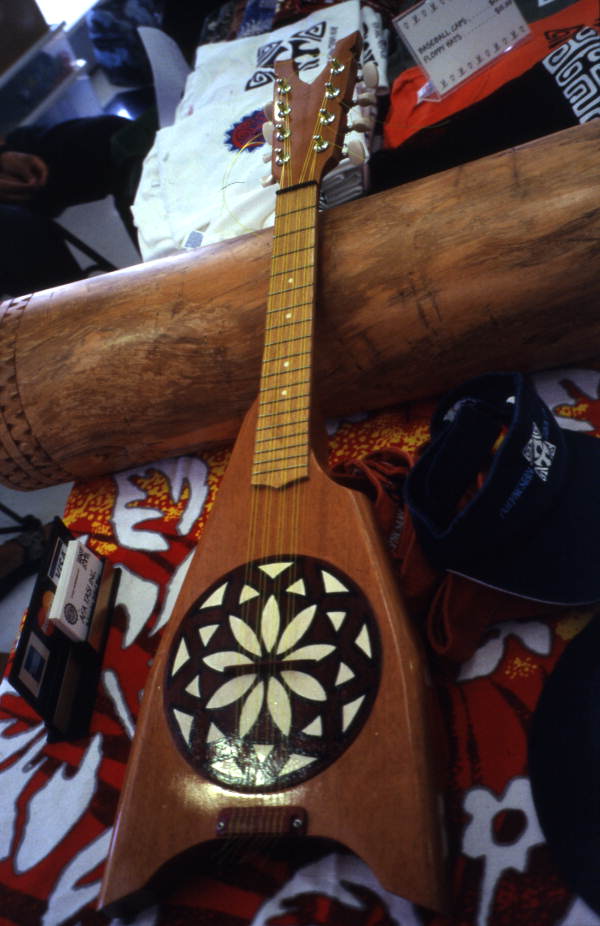 Hawaiian guitar on sale at a hula dance competition in Orlando, Florida.