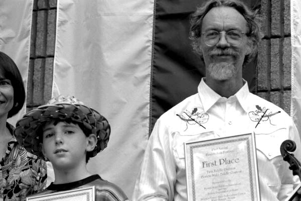 Florida Secretary of State Sandra B. Mortham with first place winners Jan Malinowski and Elan Lou Chalford (R) at the Florida Folk Festival- White Springs, Florida