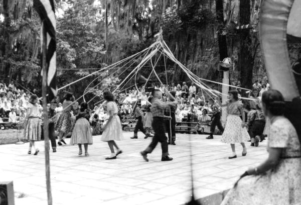 White Springs 5th graders with a May Pole- White Springs, Florida