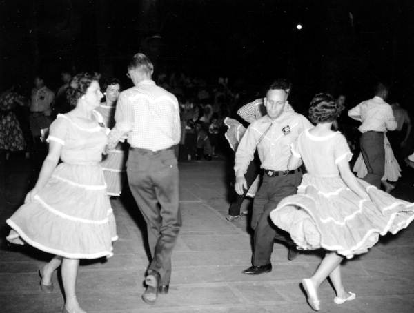 Lake City Squares square dancing at the 1962 Florida Folk Festival- White Springs, Florida