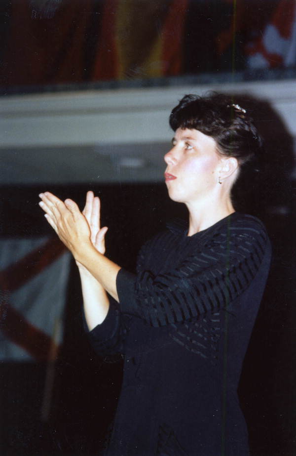 Diane Delage interprets for the hearing impaired audience - White Springs, Florida