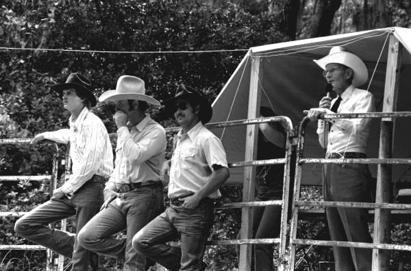 Mike Wilder, Ronnie Sylvester, and Curly Dekle at the corral of the Folk Festival ranching area- White Springs, Florida