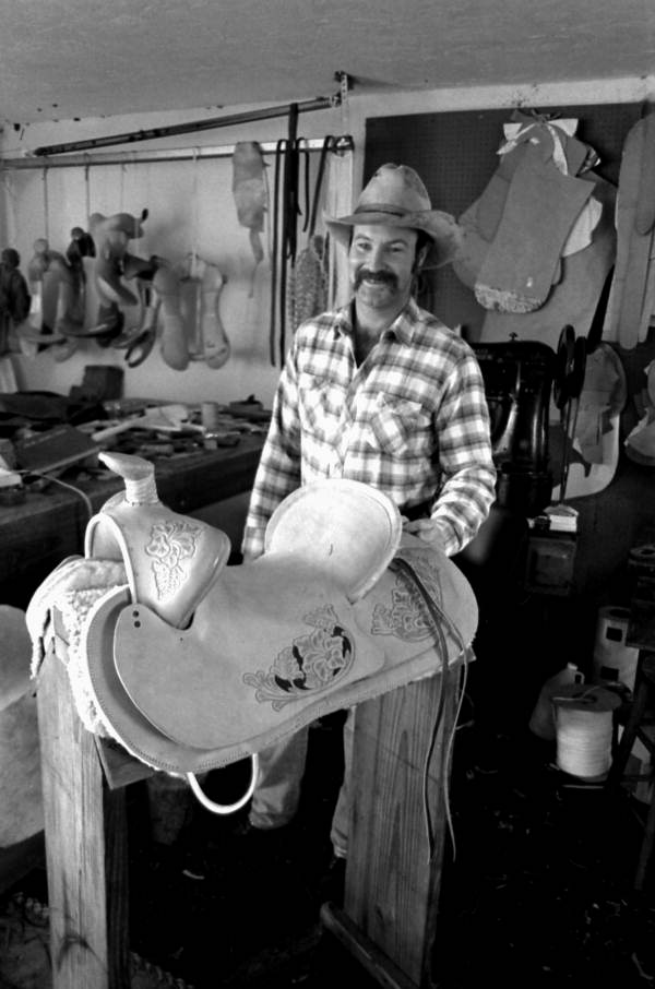 Mike Wilder in his saddle shop- Kenansville, Florida