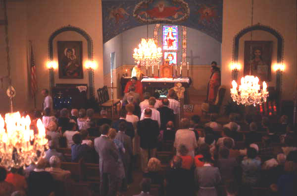 Inside the Epiphany Ukrainian Catholic Church during services - Saint Petersburg, Florida.