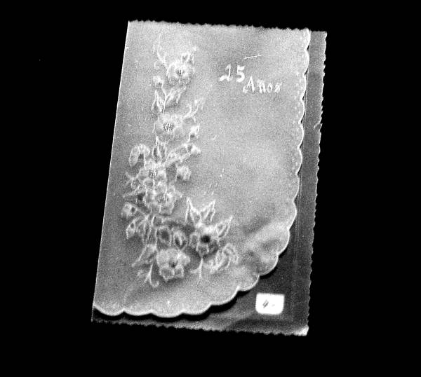 Parchment card made by Marie Marulonda - Miami, Florida.