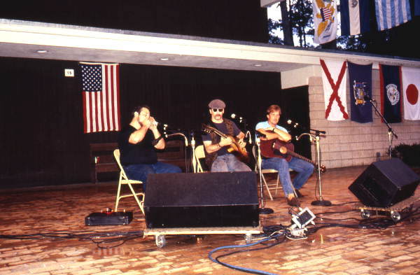 Tampa Blue and apprentices performing at the Stephen Foster Center during the 1991 Florida Folk Festival - White Springs, Florida