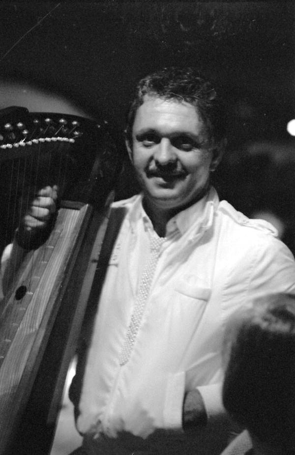 Venezuelan harp player Jesus Rodriguez posing at Fernandez De Bull restaurant - Naples, Florida