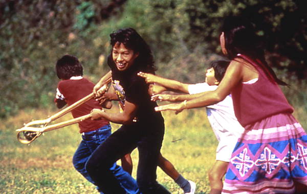 Seminole children playing stick ball