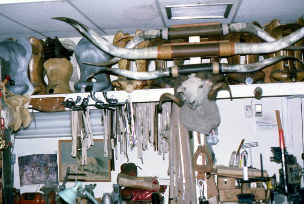 Interior view of an unidentified saddlemaker's workshop