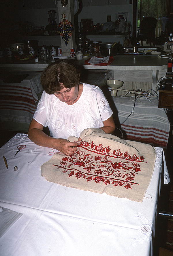 Hungarian embroidery being made by Margaret Horvath- Port Orange, Florida