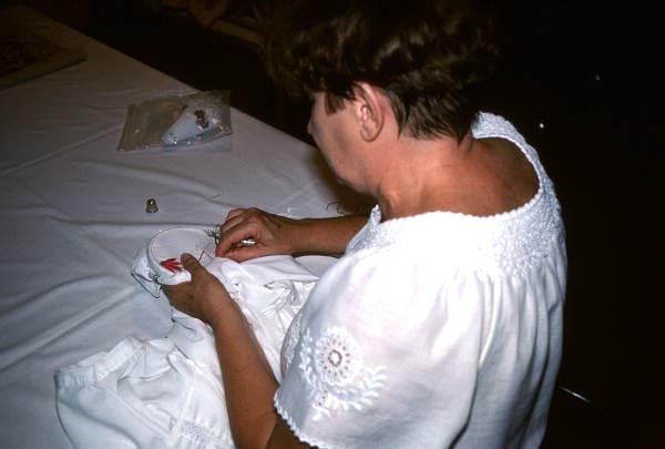 Margaret Horvath making Hungarian embroidery- Port Orange, Florida