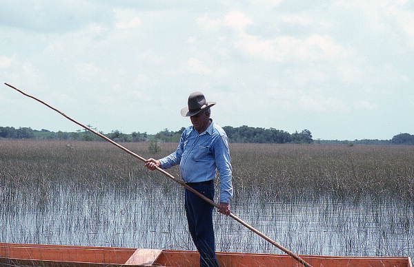 Glen Simmons navigating his way through the "River of Grass" on his glades skiff- Florida City, Florida.