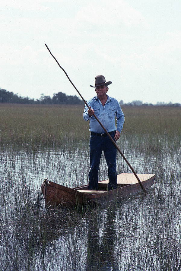 Glen Simmons navigating his way through the "River of Grass" on his glades skiff- Florida City, Florida.