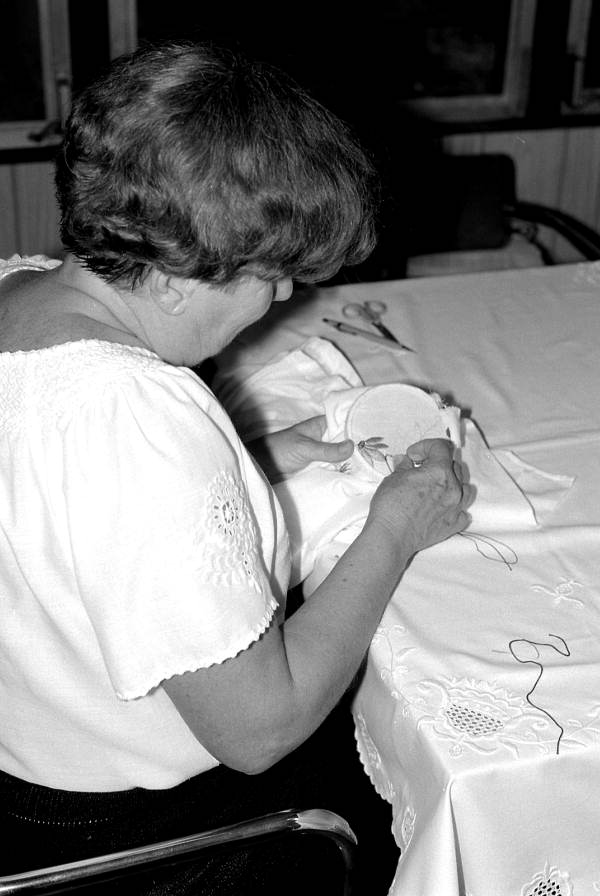 Margaret Horvath making Hungarian embroidery- Port Orange, Florida