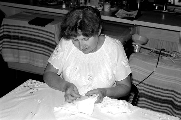 Margaret Horvath making Hungarian embroidery- Port Orange, Florida