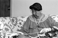 Marian Bowers making a palmetto stem basket - Brighton Seminole Indian Reservation, Florida.