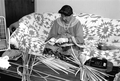 Marian Bowers making a palmetto stem basket - Brighton Seminole Indian Reservation, Florida.