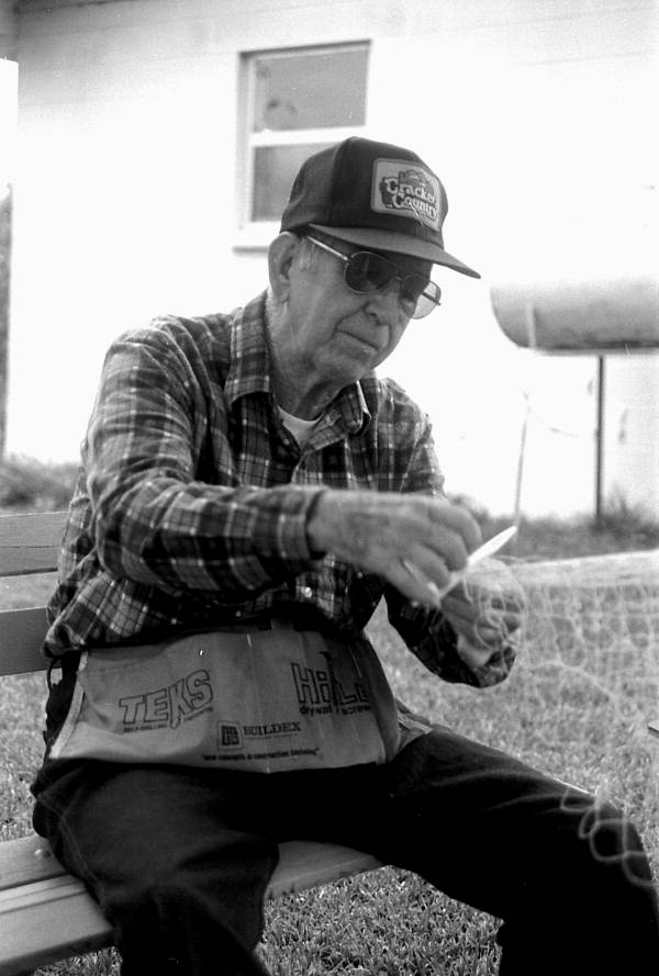 Max Dooley making a cast net - Lakeland, Florida.