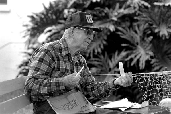 Max Dooley making a cast net - Lakeland, Florida.