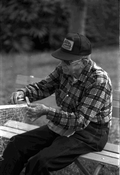 Max Dooley making a cast net - Lakeland, Florida.
