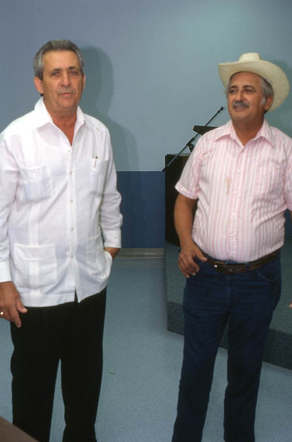 Cuban guajiro singer Meliton Perdomo, right, with his apprentice Mario Brito - Medley, Florida.